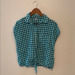 Old Navy green checkered tie top